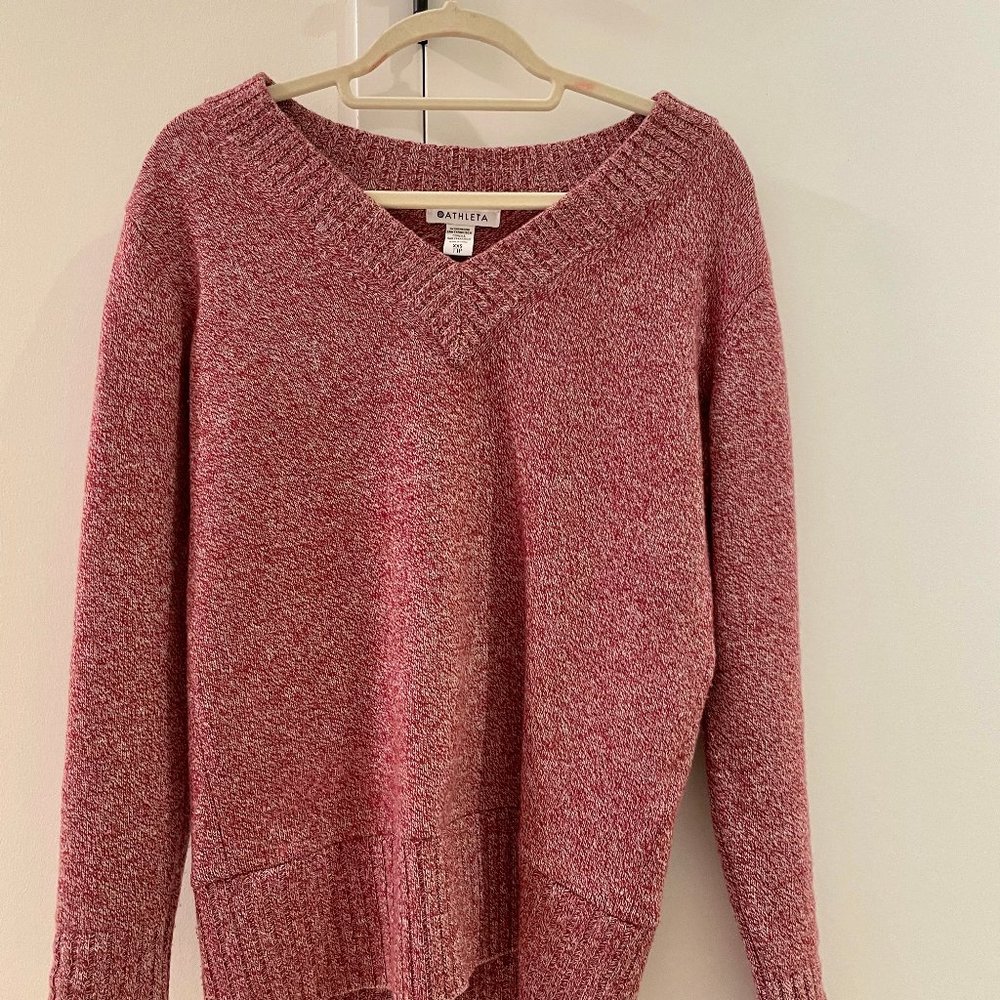 Athleta Vital V Neck Tunic Wool Sweater